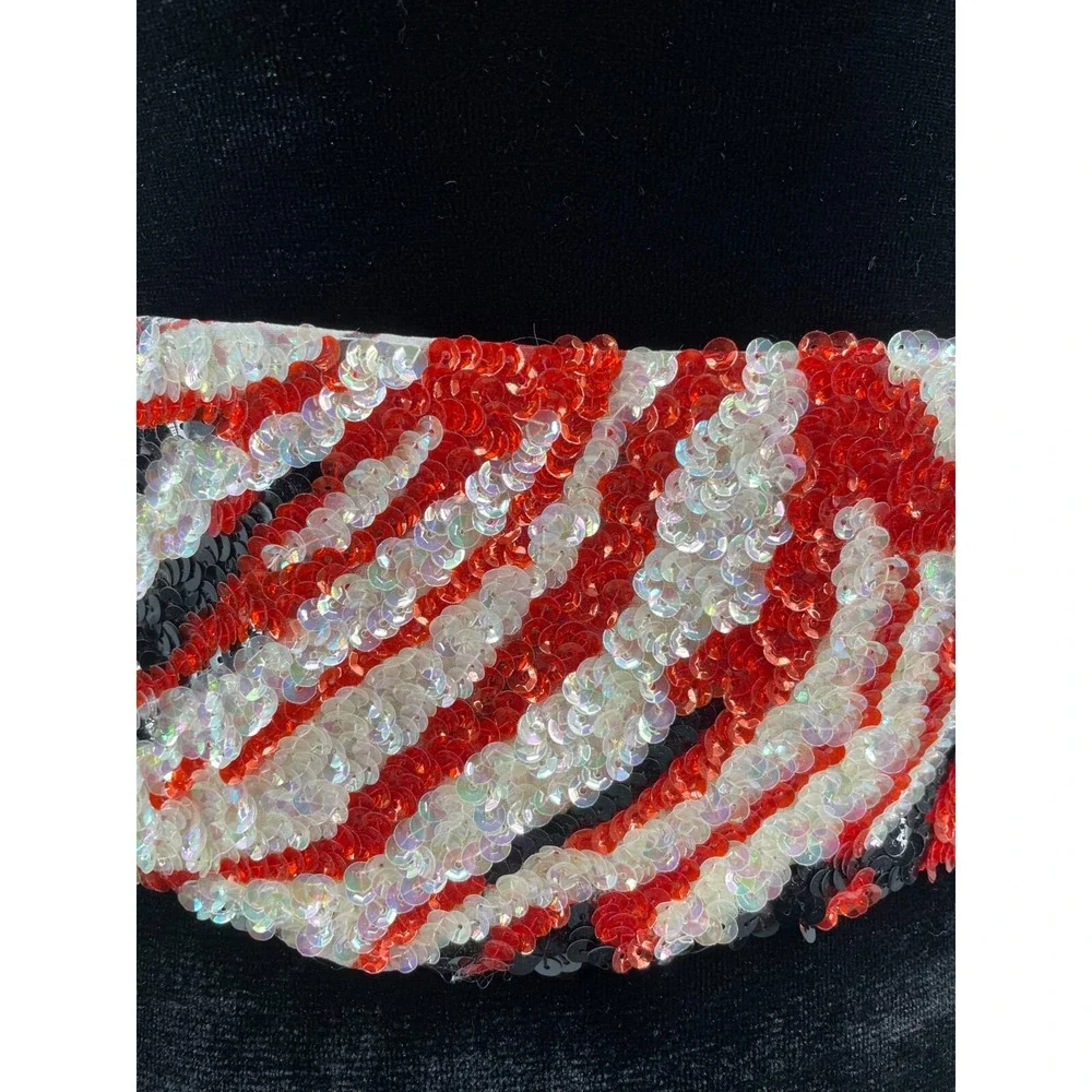Vintage La Mendola Minuet Art Deco Hand Beaded Red Black Pure Silk Chiffon Belt
